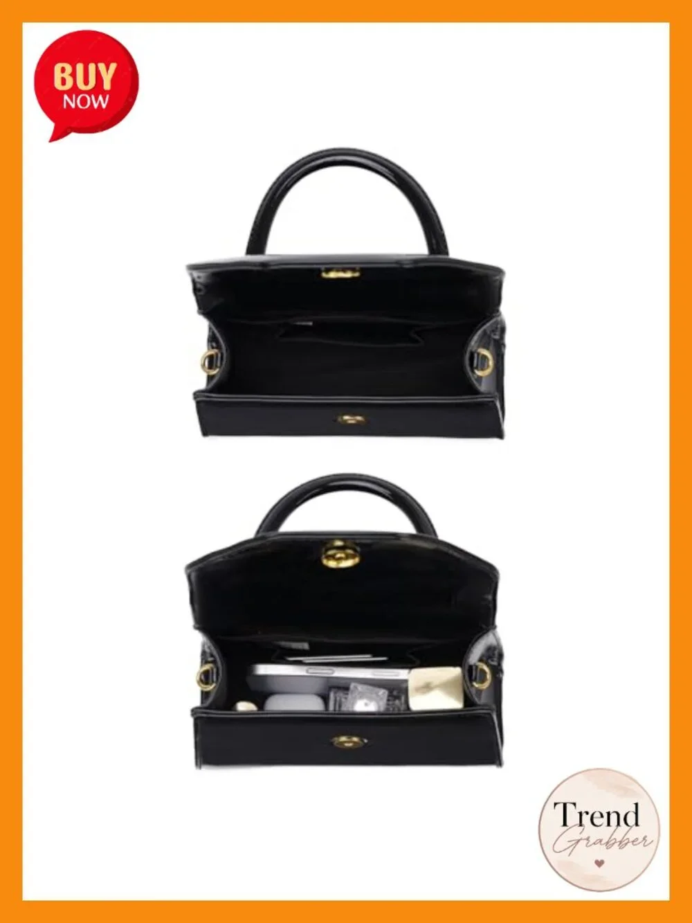 Patent Leather Top Handle Crossbody Clutch Purse with Detachable Strap